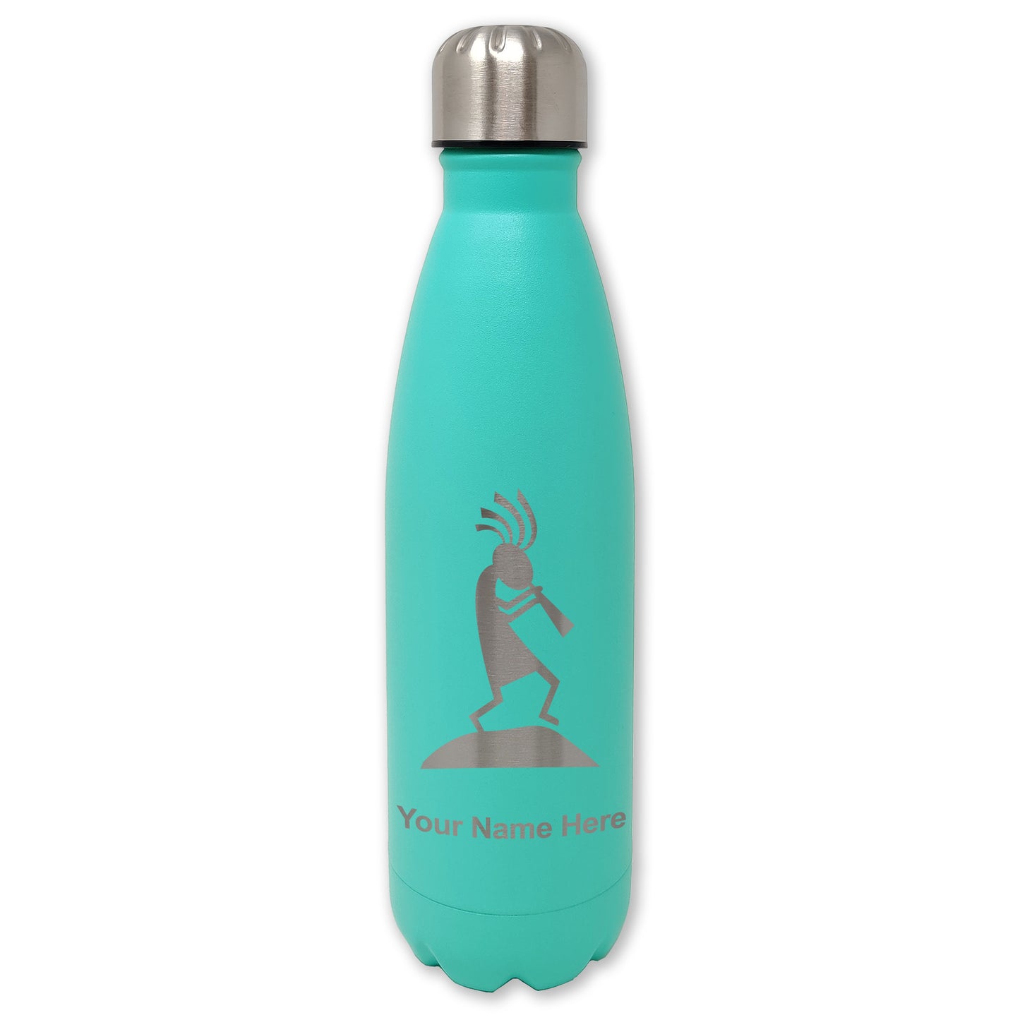 LaserGram Double Wall Water Bottle, Kokopelli, Personalized Engraving Included