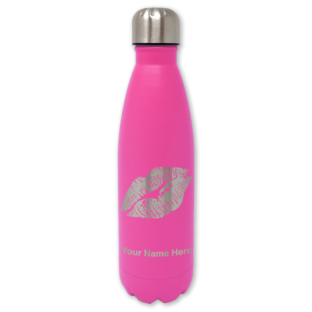 LaserGram Double Wall Water Bottle, Lipstick Kiss, Personalized Engraving Included