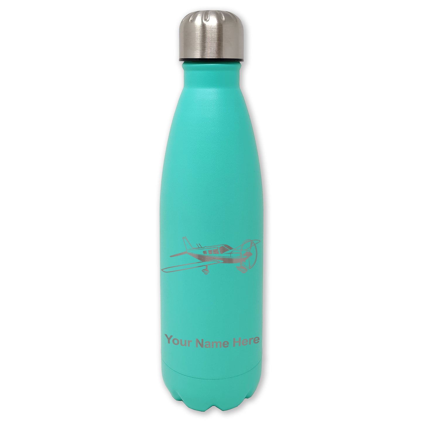 LaserGram Double Wall Water Bottle, Low Wing Airplane, Personalized Engraving Included