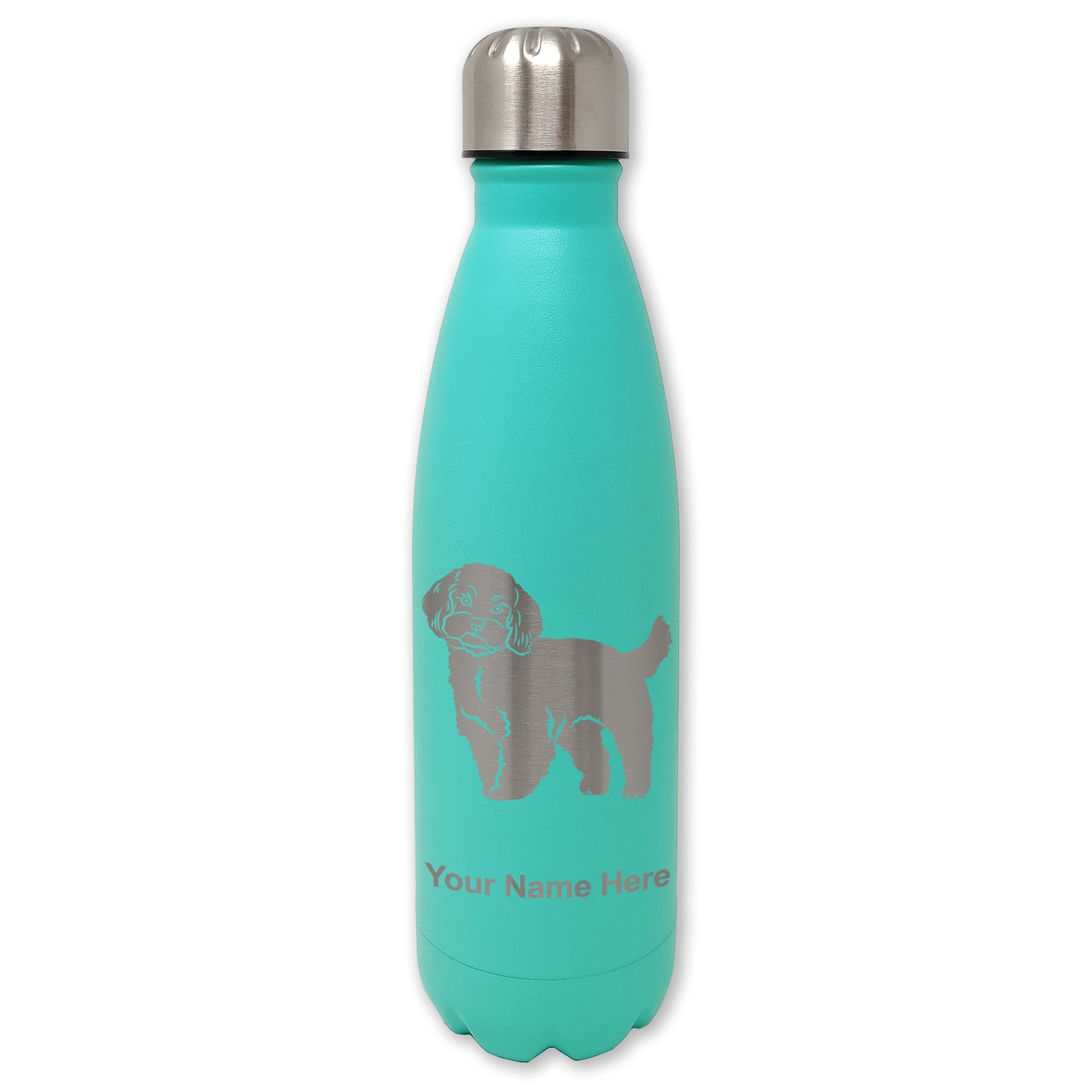 LaserGram Double Wall Water Bottle, Maltese Dog, Personalized Engraving Included