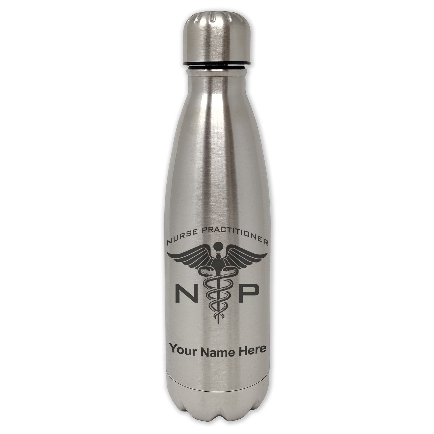 LaserGram Double Wall Water Bottle, NP Nurse Practitioner, Personalized Engraving Included