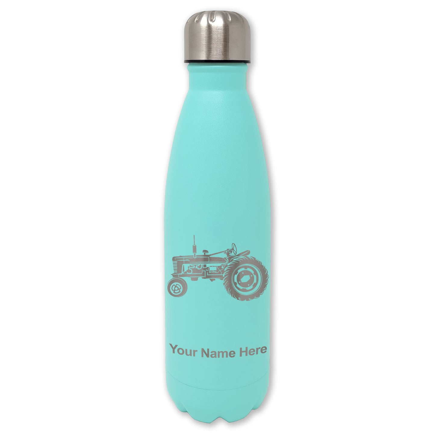LaserGram Double Wall Water Bottle, Old Farm Tractor, Personalized Engraving Included