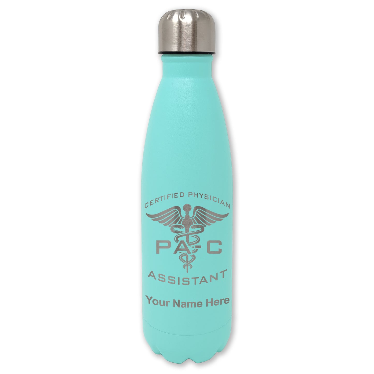 LaserGram Double Wall Water Bottle, PA-C Certified Physician Assistant, Personalized Engraving Included