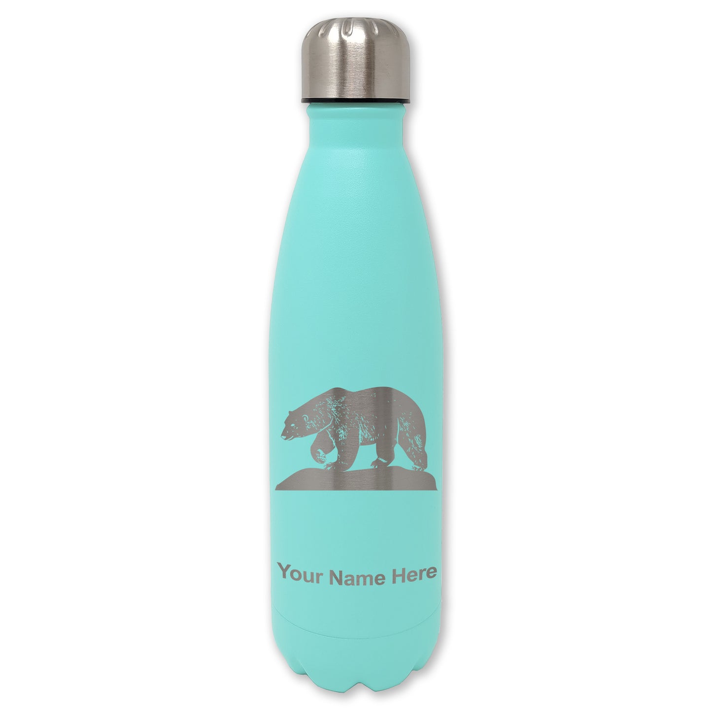 LaserGram Double Wall Water Bottle, Polar Bear, Personalized Engraving Included