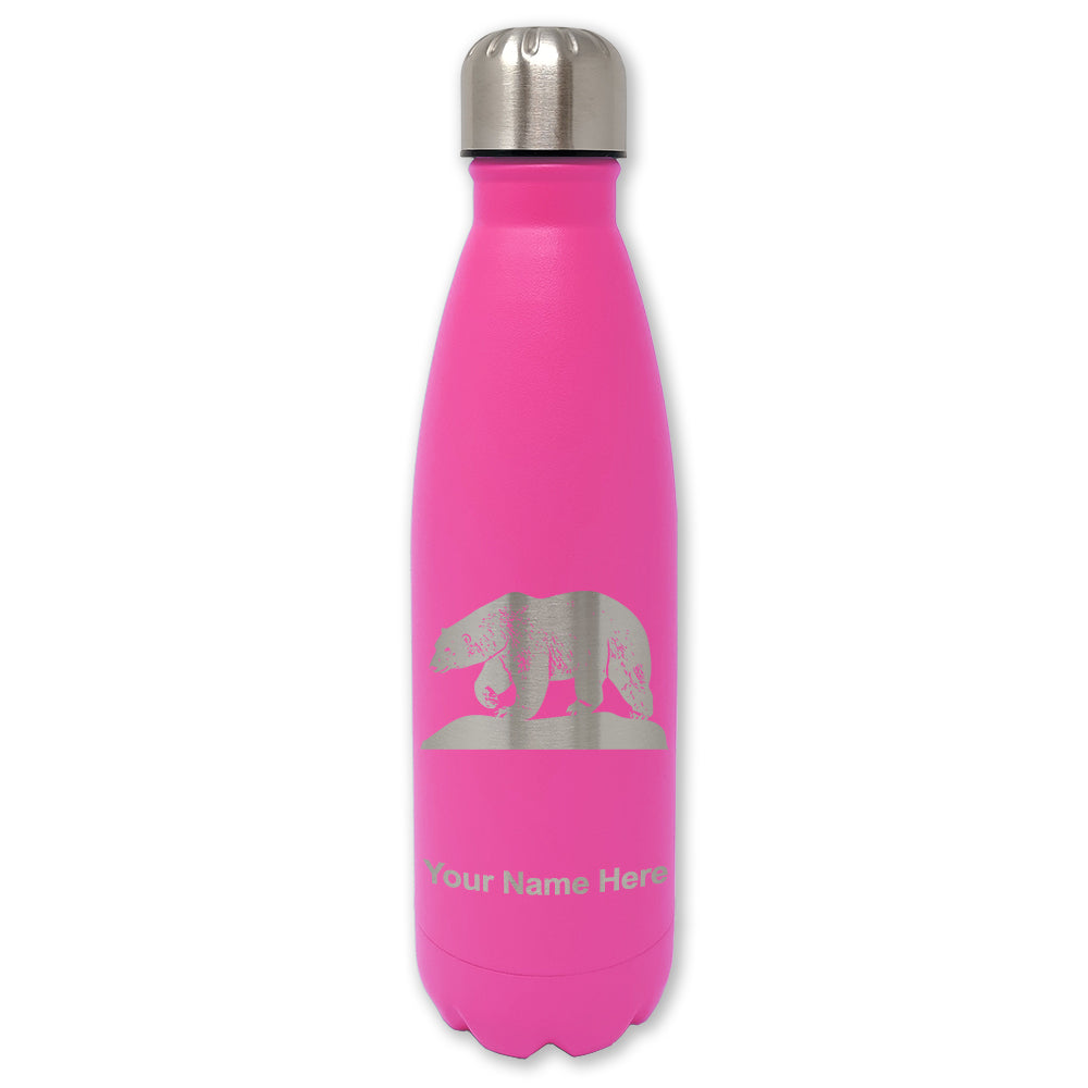 LaserGram Double Wall Water Bottle, Polar Bear, Personalized Engraving Included