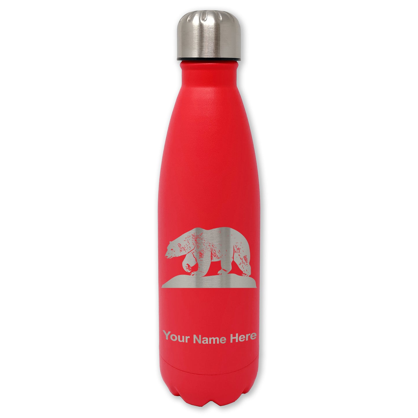LaserGram Double Wall Water Bottle, Polar Bear, Personalized Engraving Included