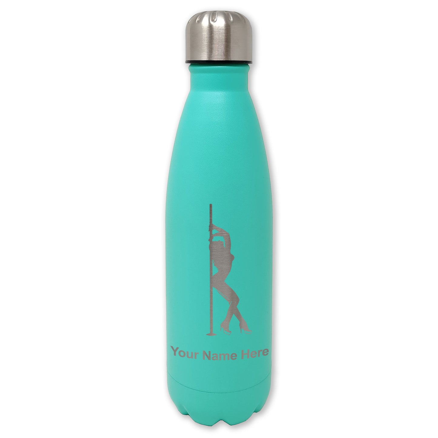 LaserGram Double Wall Water Bottle, Pole Dancer, Personalized Engraving Included