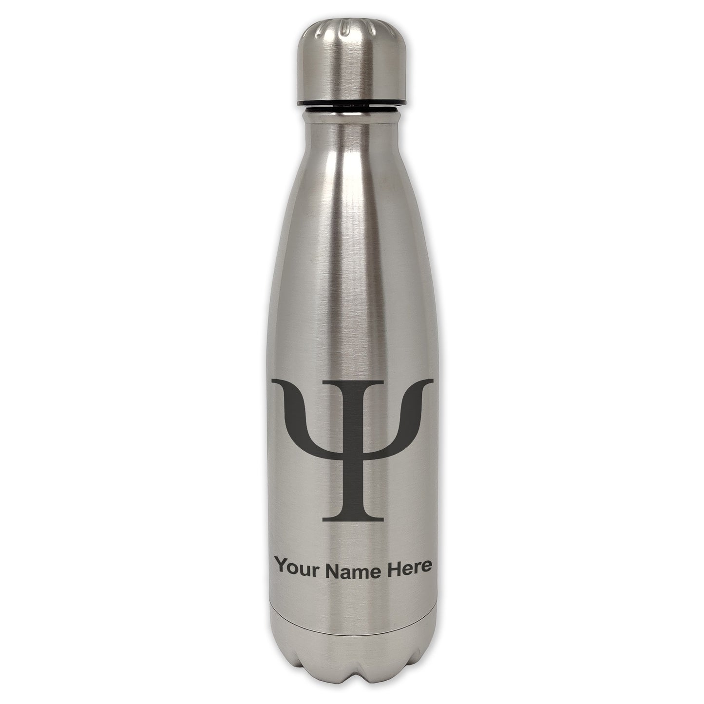 LaserGram Double Wall Water Bottle, Psi Symbol, Personalized Engraving Included