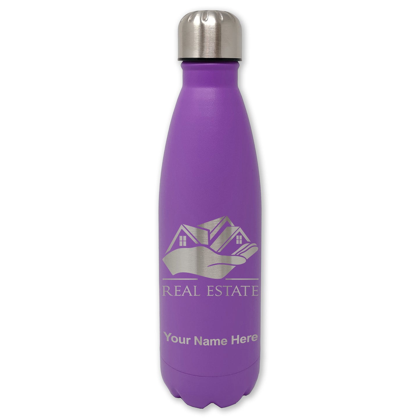 LaserGram Double Wall Water Bottle, Real Estate, Personalized Engraving Included