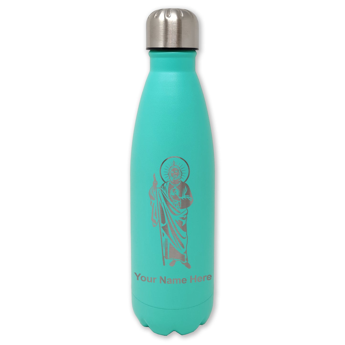 LaserGram Double Wall Water Bottle, Saint Jude, Personalized Engraving Included
