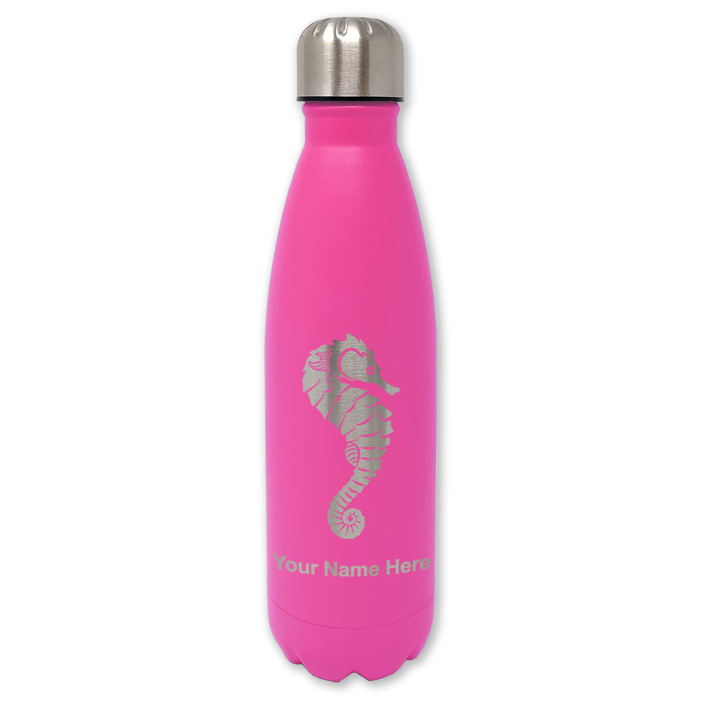 LaserGram Double Wall Water Bottle, Seahorse, Personalized Engraving Included