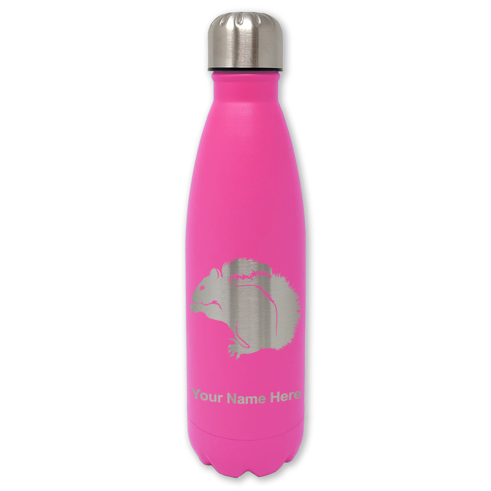 LaserGram Double Wall Water Bottle, Squirrel, Personalized Engraving Included