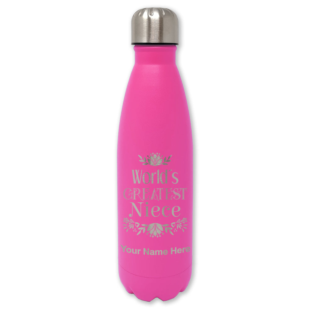 LaserGram Double Wall Water Bottle, World's Greatest Niece, Personalized Engraving Included