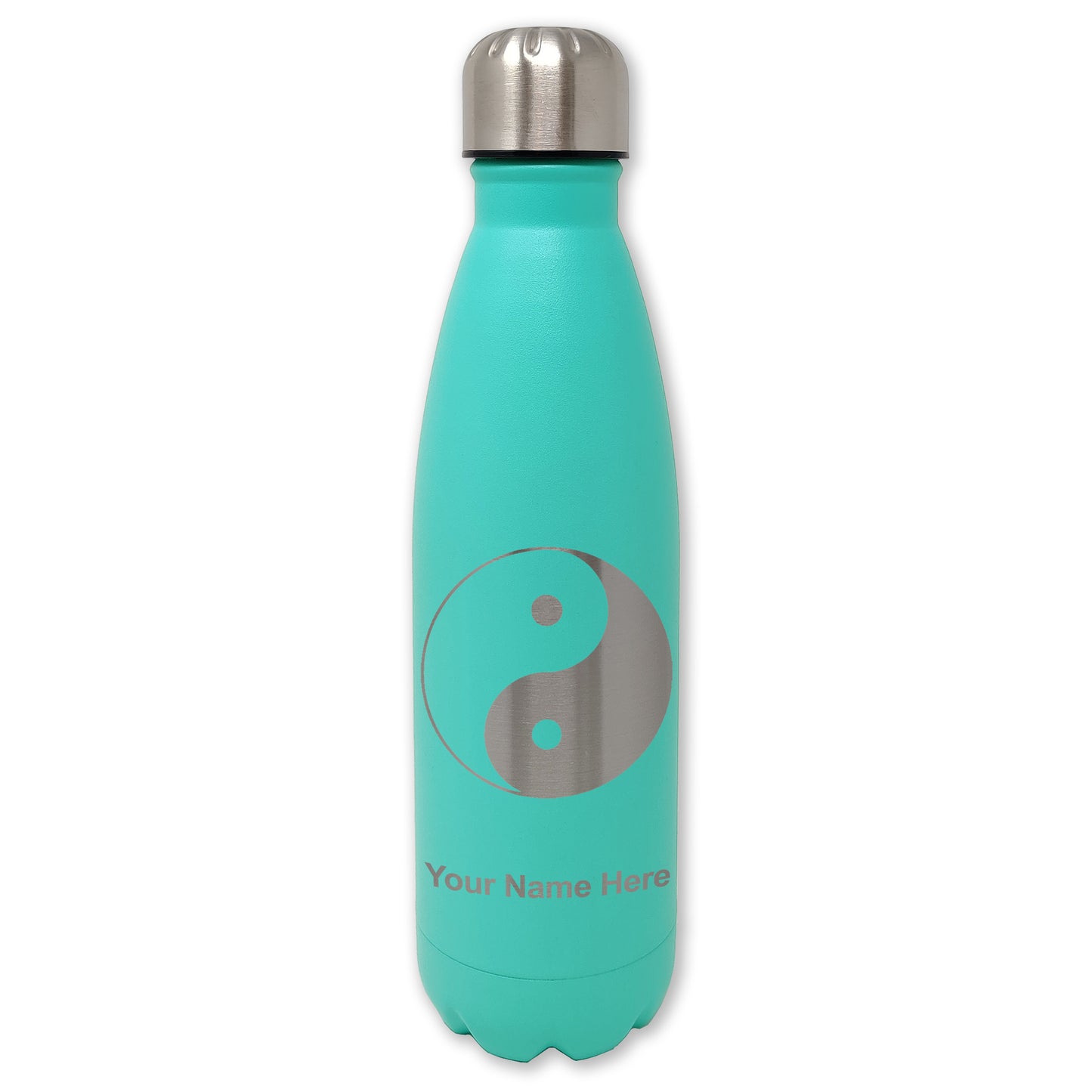 LaserGram Double Wall Water Bottle, Yin Yang, Personalized Engraving Included