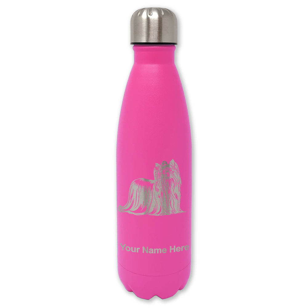 LaserGram Double Wall Water Bottle, Yorkshire Terrier Dog, Personalized Engraving Included