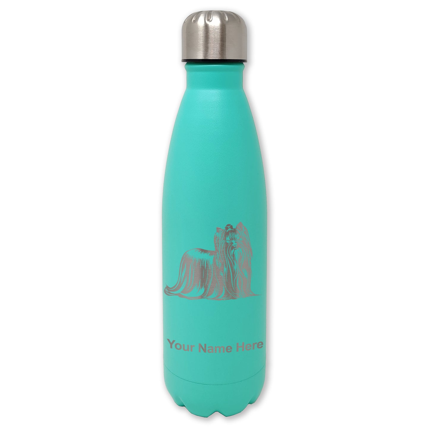 LaserGram Double Wall Water Bottle, Yorkshire Terrier Dog, Personalized Engraving Included