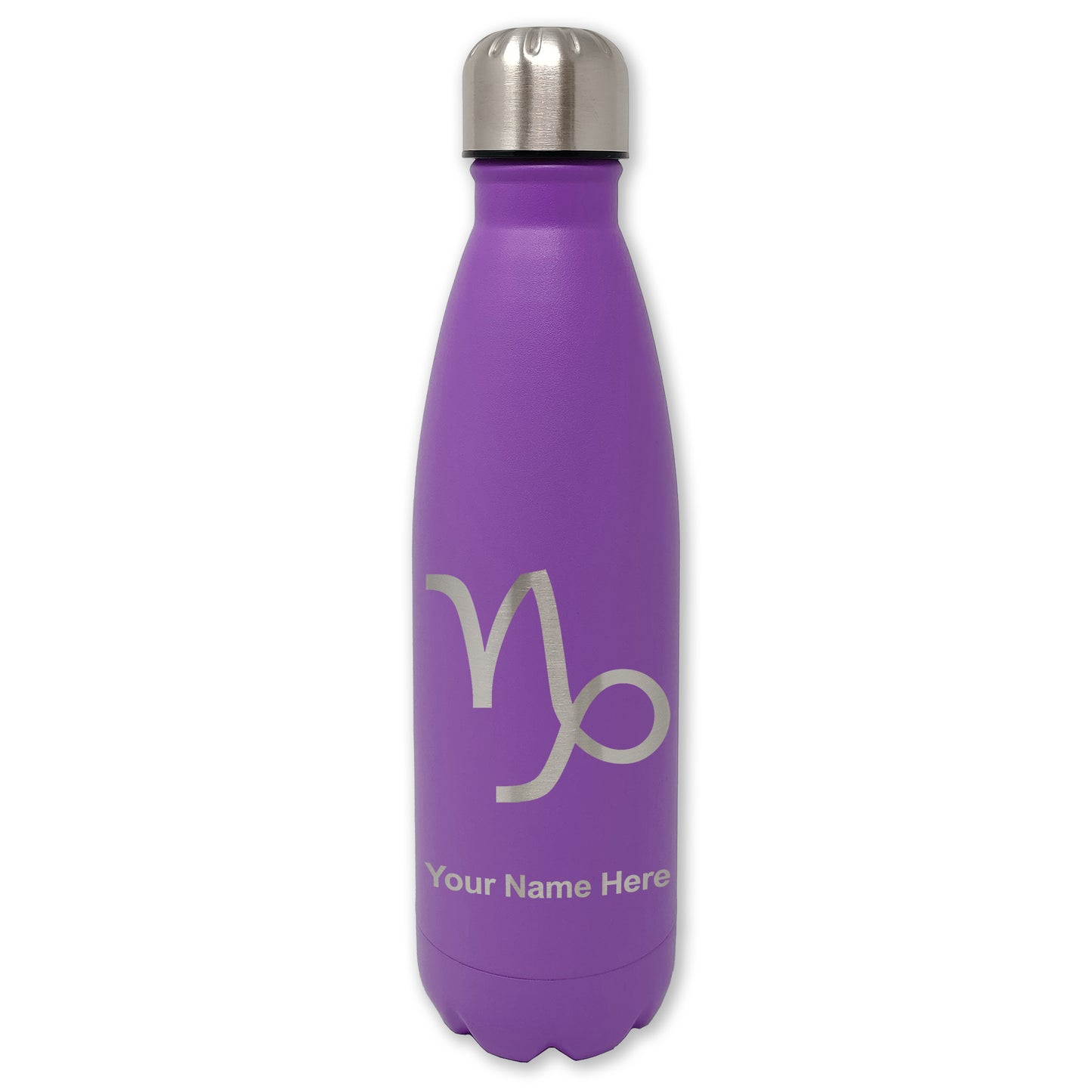 LaserGram Double Wall Water Bottle, Zodiac Sign Capricorn, Personalized Engraving Included
