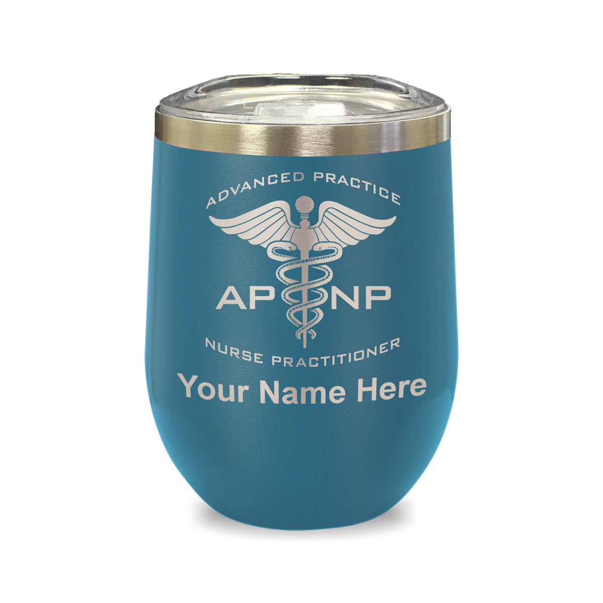 LaserGram Double Wall Stainless Steel Wine Glass, APNP Advanced Practice Nurse Practitioner, Personalized Engraving Included