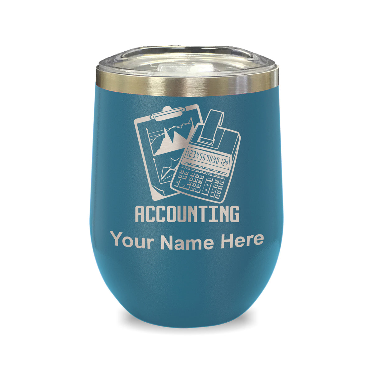 LaserGram Double Wall Stainless Steel Wine Glass, Accounting, Personalized Engraving Included