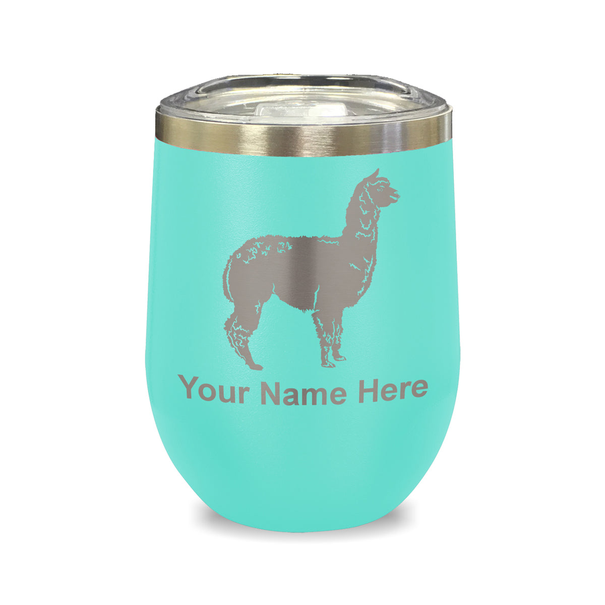 LaserGram Double Wall Stainless Steel Wine Glass, Alpaca, Personalized Engraving Included