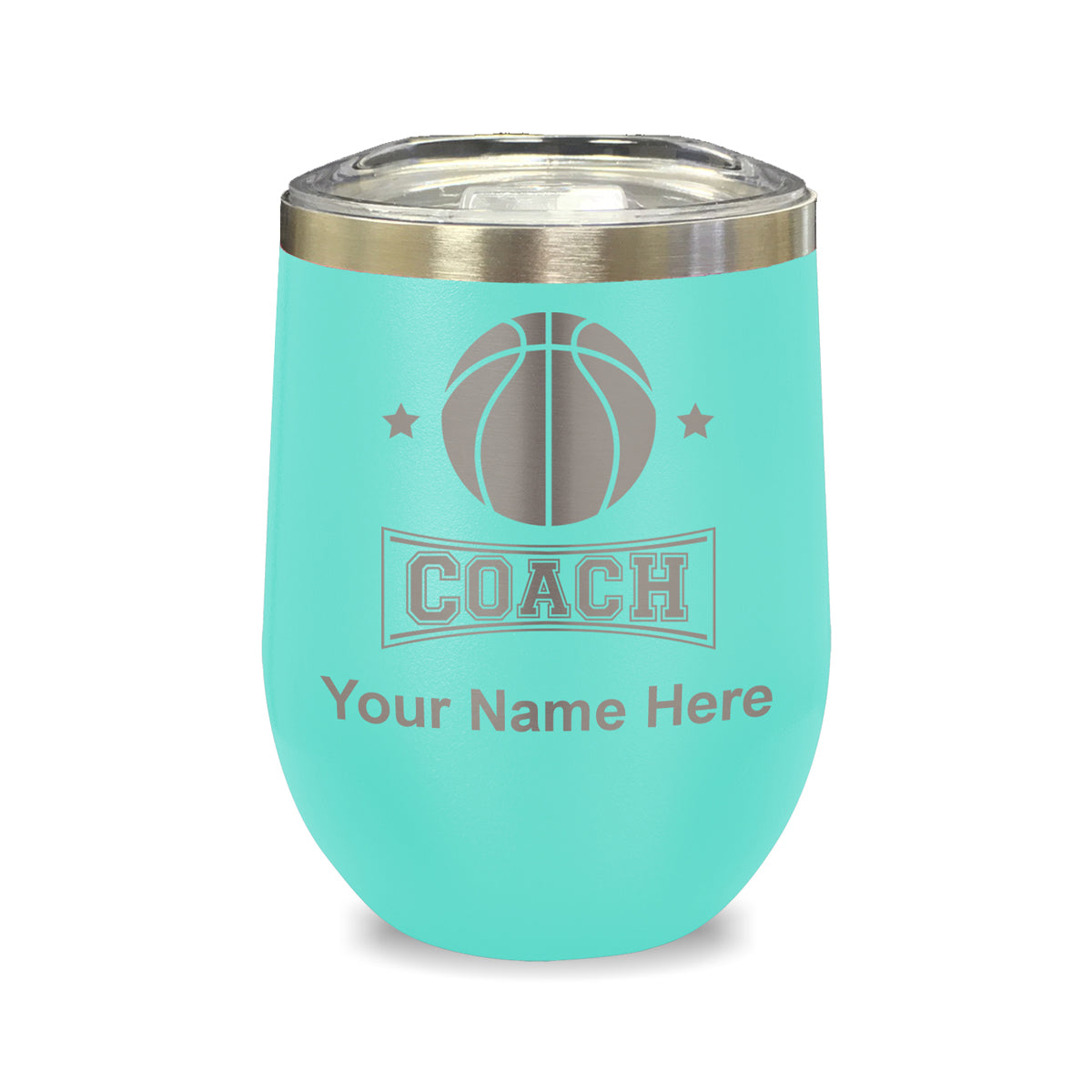LaserGram Double Wall Stainless Steel Wine Glass, Basketball Coach, Personalized Engraving Included