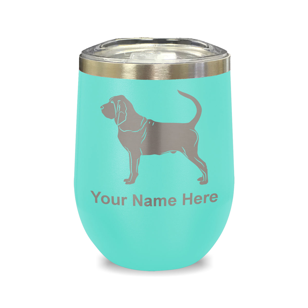 LaserGram Double Wall Stainless Steel Wine Glass, Bloodhound Dog, Personalized Engraving Included