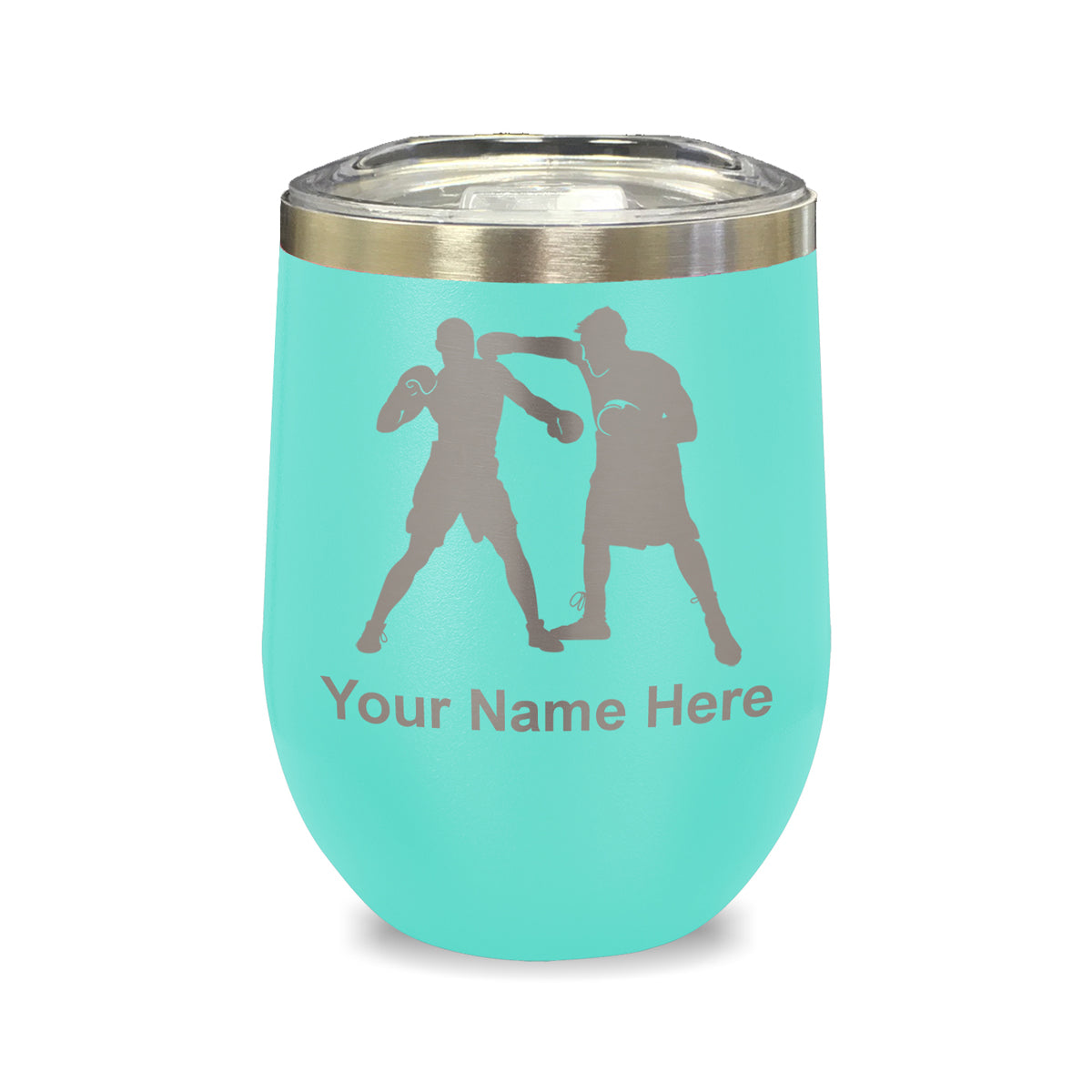 LaserGram Double Wall Stainless Steel Wine Glass, Boxers Boxing, Personalized Engraving Included