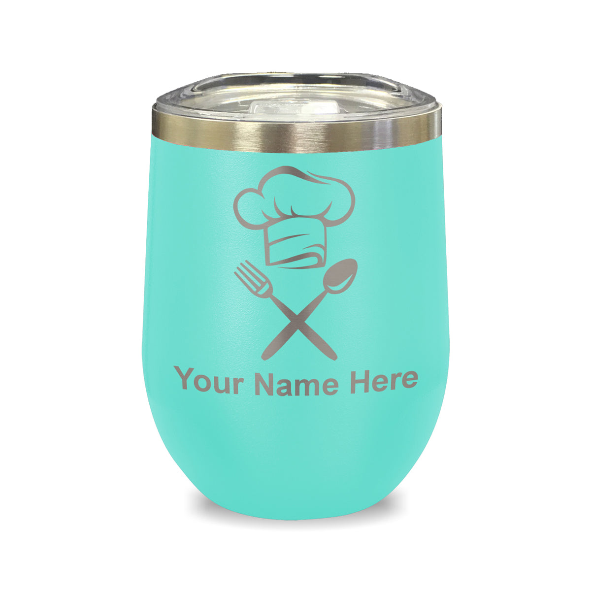 LaserGram Double Wall Stainless Steel Wine Glass, Chef Hat, Personalized Engraving Included