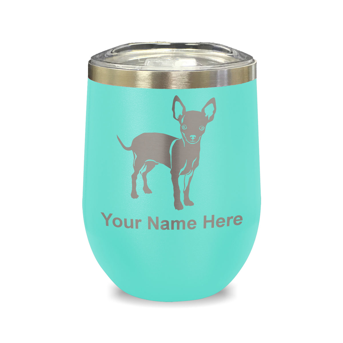 LaserGram Double Wall Stainless Steel Wine Glass, Chihuahua Dog, Personalized Engraving Included