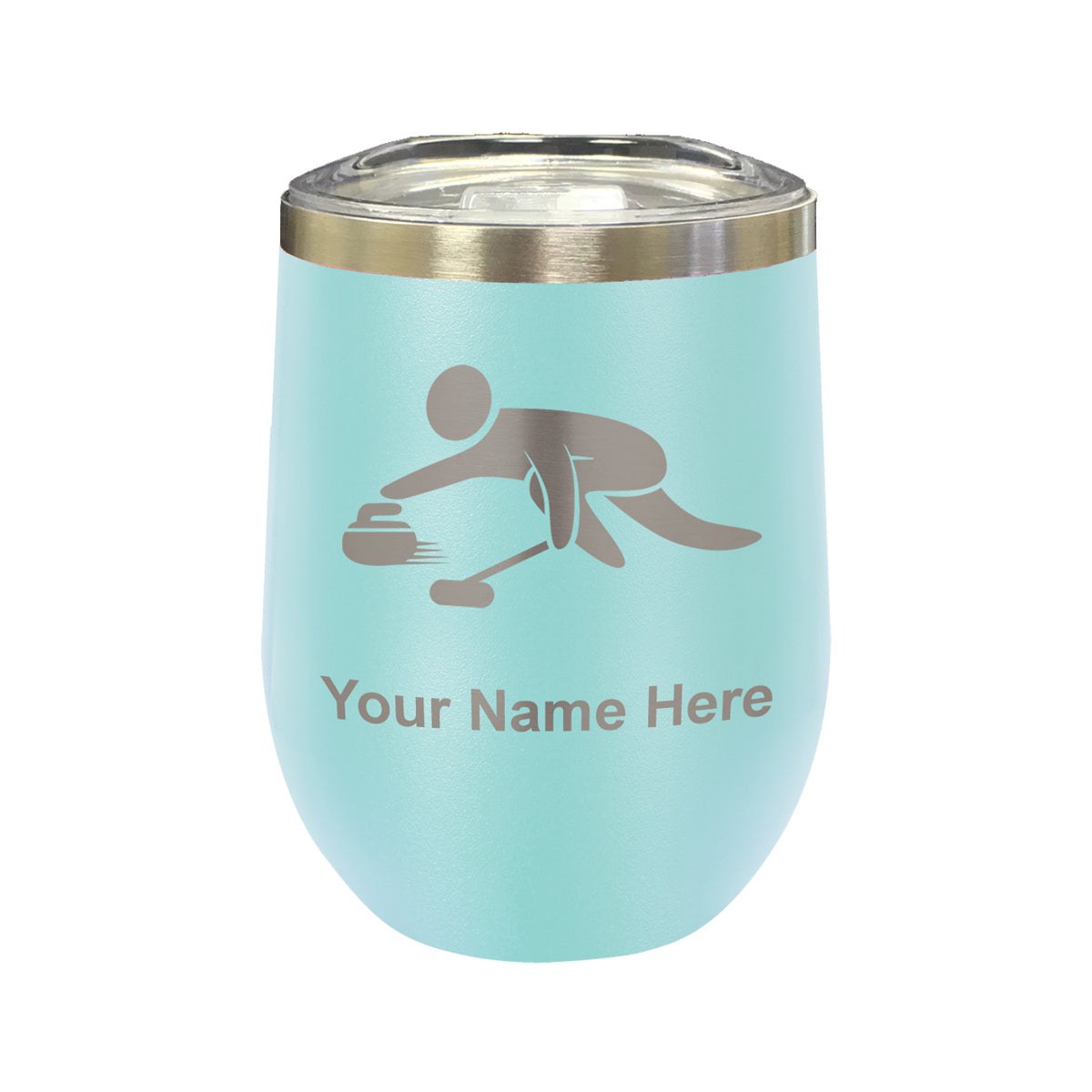 LaserGram Double Wall Stainless Steel Wine Glass, Curling Figure, Personalized Engraving Included