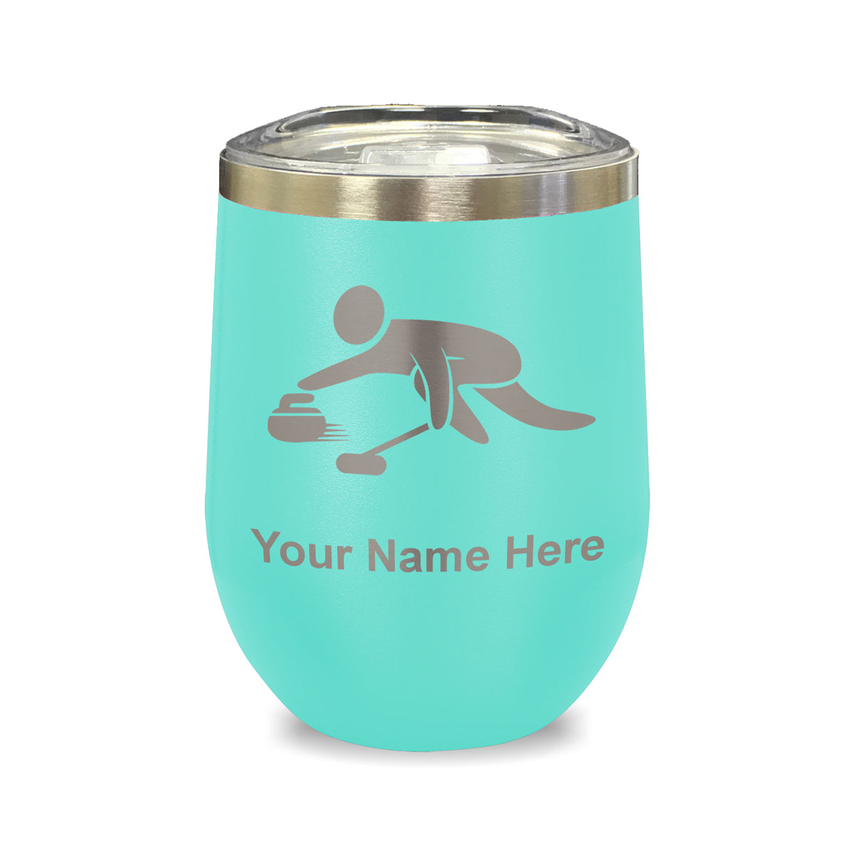 LaserGram Double Wall Stainless Steel Wine Glass, Curling Figure, Personalized Engraving Included