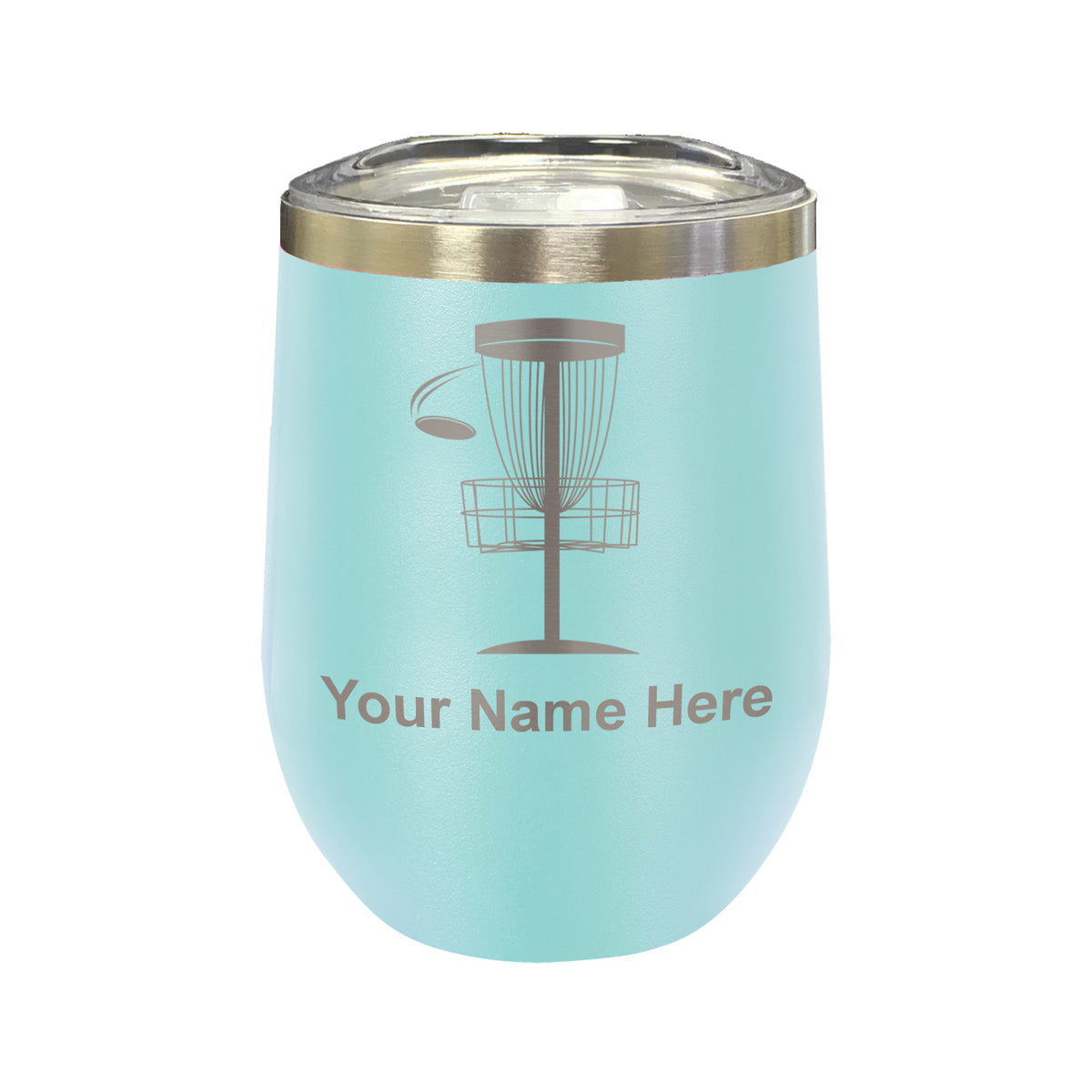 LaserGram Double Wall Stainless Steel Wine Glass, Disc Golf, Personalized Engraving Included