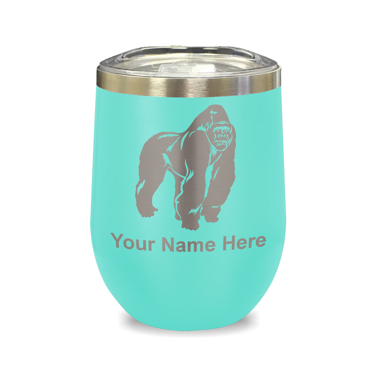LaserGram Double Wall Stainless Steel Wine Glass, Gorilla, Personalized Engraving Included