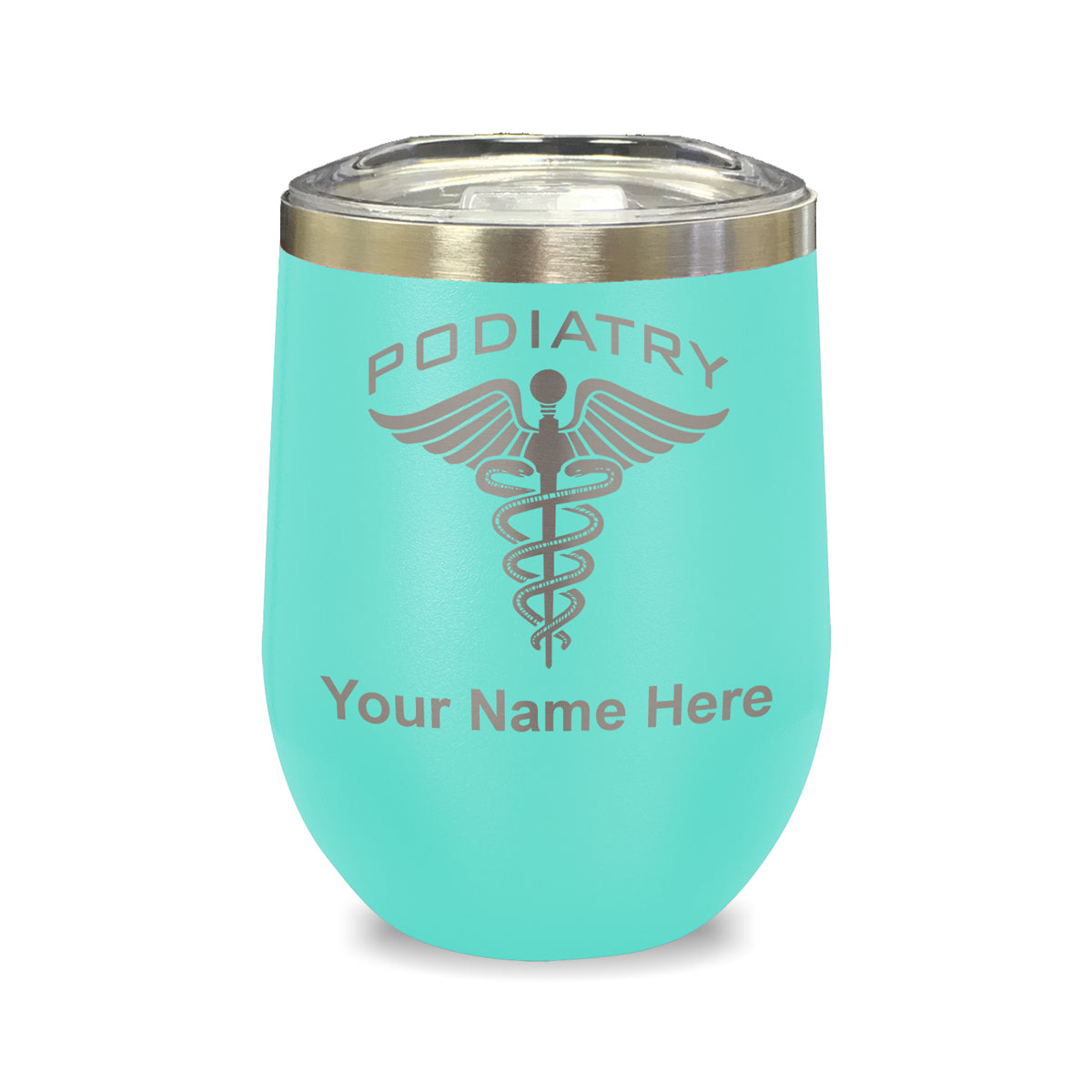 LaserGram Double Wall Stainless Steel Wine Glass, Podiatry, Personalized Engraving Included