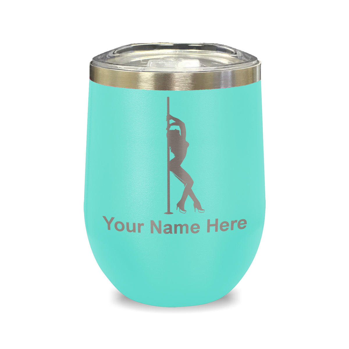 LaserGram Double Wall Stainless Steel Wine Glass, Pole Dancer, Personalized Engraving Included