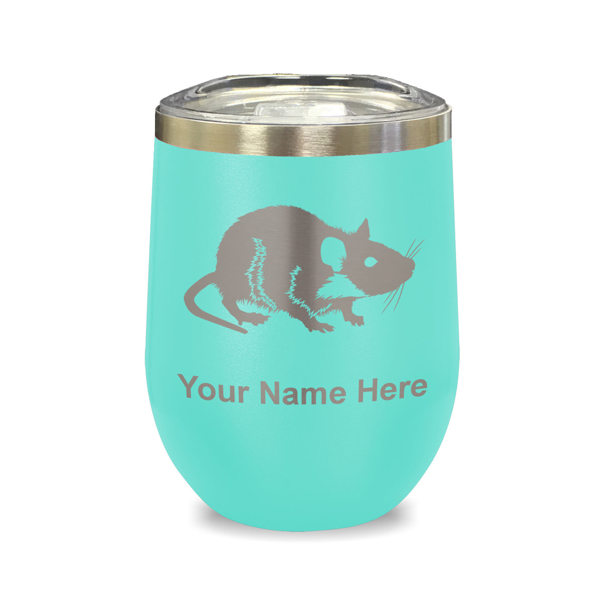 LaserGram Double Wall Stainless Steel Wine Glass, Rat, Personalized Engraving Included