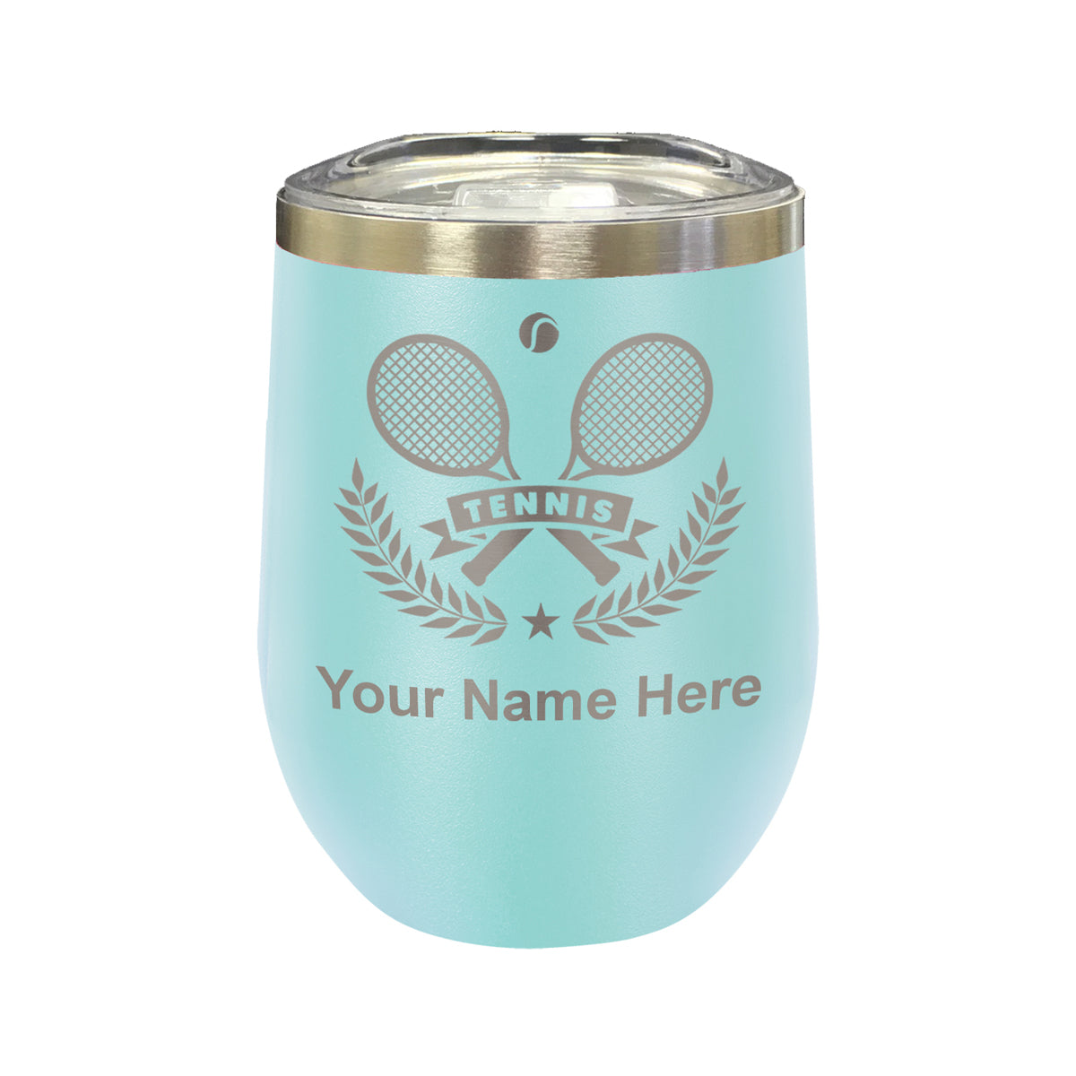 LaserGram Double Wall Stainless Steel Wine Glass, Tennis Rackets, Personalized Engraving Included