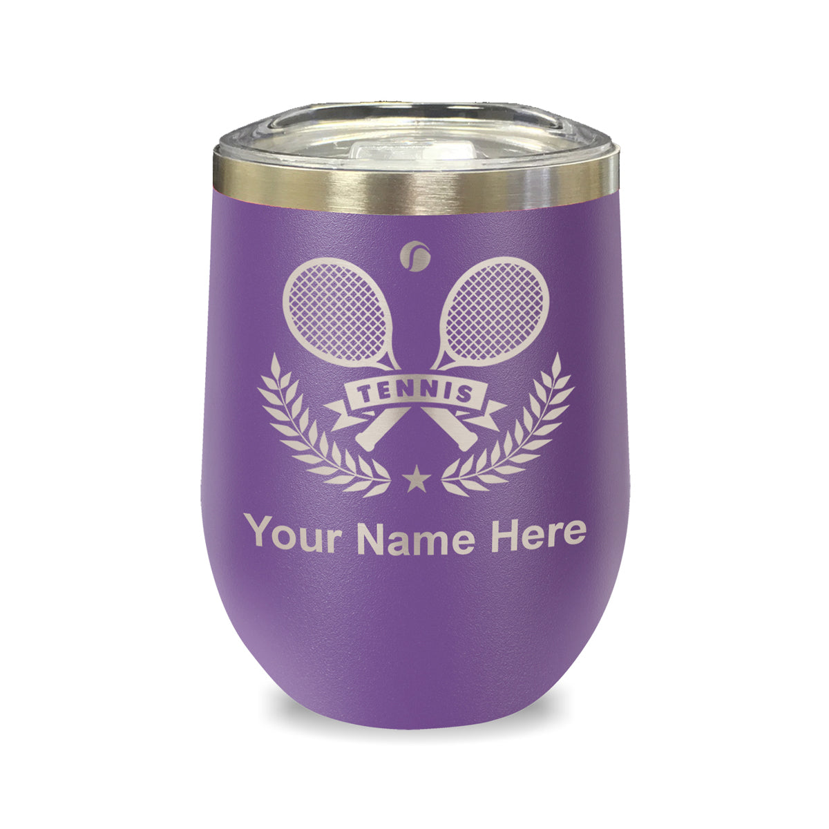 LaserGram Double Wall Stainless Steel Wine Glass, Tennis Rackets, Personalized Engraving Included