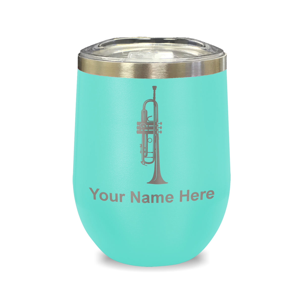 LaserGram Double Wall Stainless Steel Wine Glass, Trumpet, Personalized Engraving Included