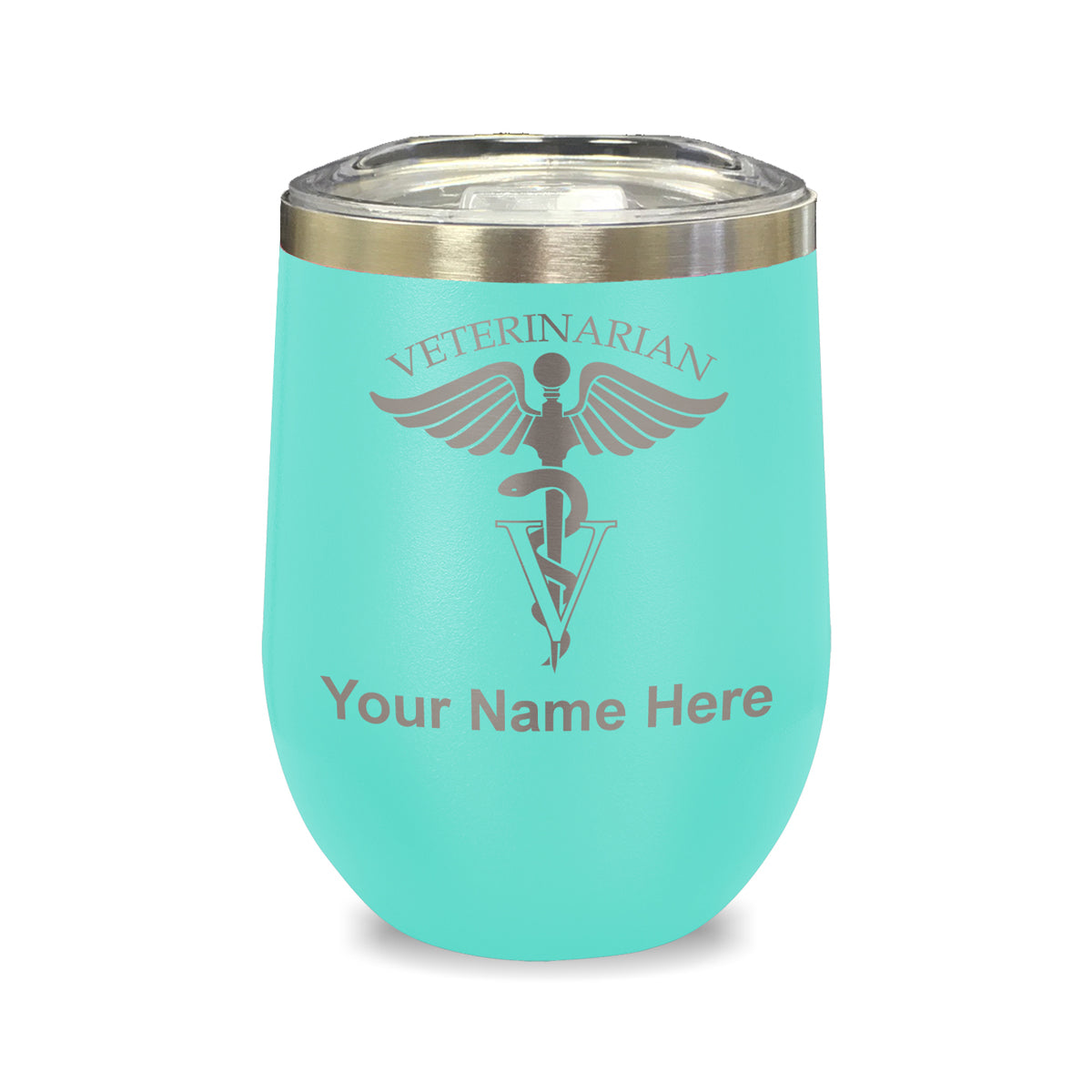 LaserGram Double Wall Stainless Steel Wine Glass, Veterinarian, Personalized Engraving Included