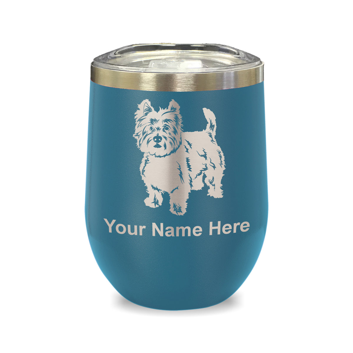 LaserGram Double Wall Stainless Steel Wine Glass, West Highland Terrier Dog, Personalized Engraving Included