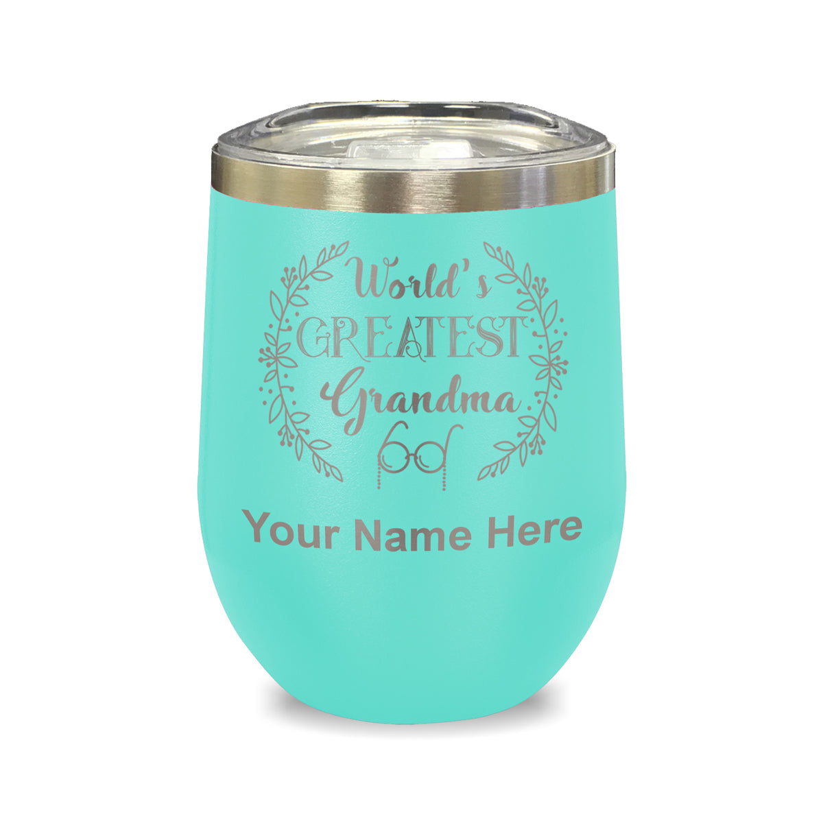LaserGram Double Wall Stainless Steel Wine Glass, World's Greatest Grandma, Personalized Engraving Included