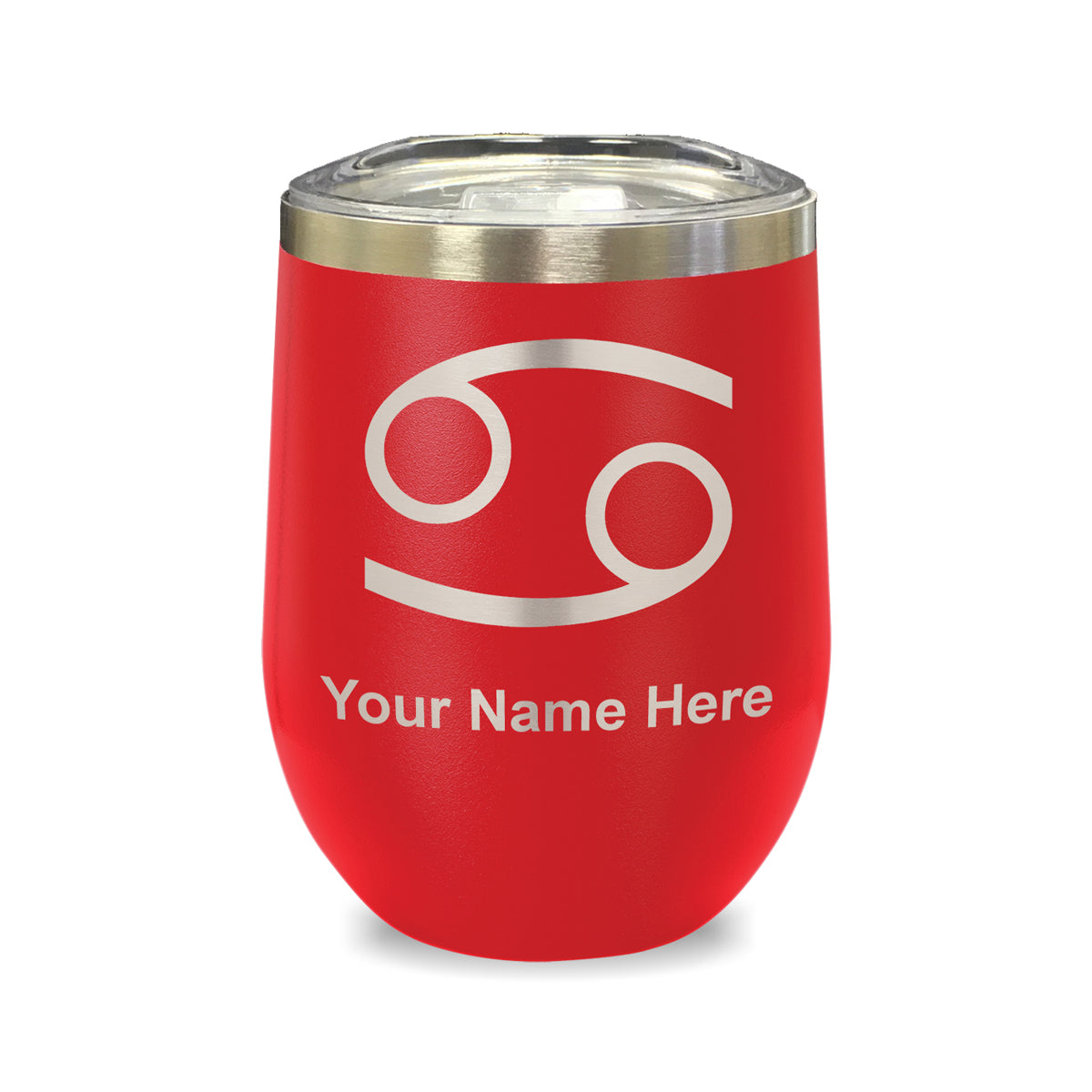 LaserGram Double Wall Stainless Steel Wine Glass, Zodiac Sign Cancer, Personalized Engraving Included