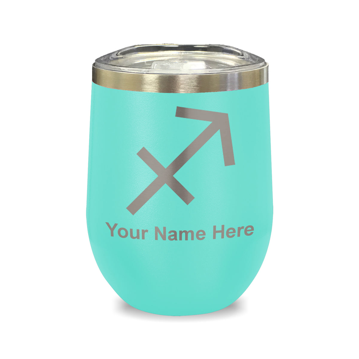 LaserGram Double Wall Stainless Steel Wine Glass, Zodiac Sign Sagittarius, Personalized Engraving Included