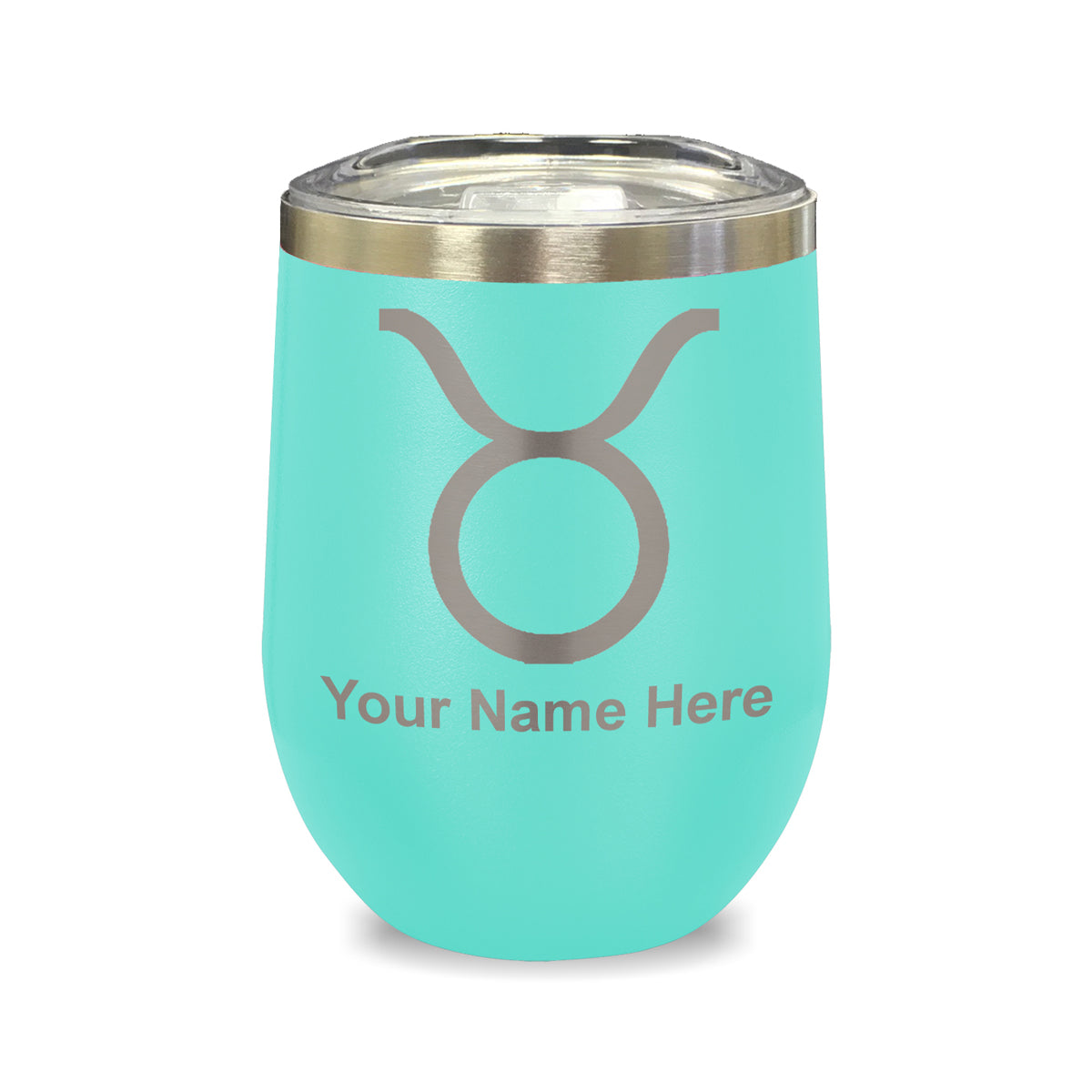 LaserGram Double Wall Stainless Steel Wine Glass, Zodiac Sign Taurus, Personalized Engraving Included