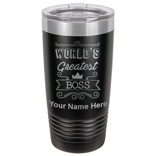 20oz Vacuum Insulated Tumbler Mug, World's Greatest Boss, Personalized Engraving Included