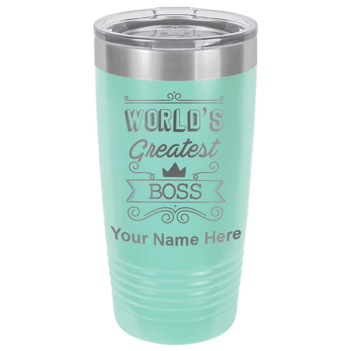 20oz Vacuum Insulated Tumbler Mug, World's Greatest Boss, Personalized Engraving Included