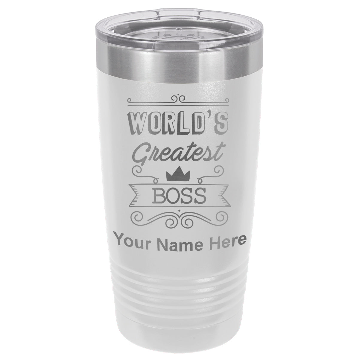 20oz Vacuum Insulated Tumbler Mug, World's Greatest Boss, Personalized Engraving Included