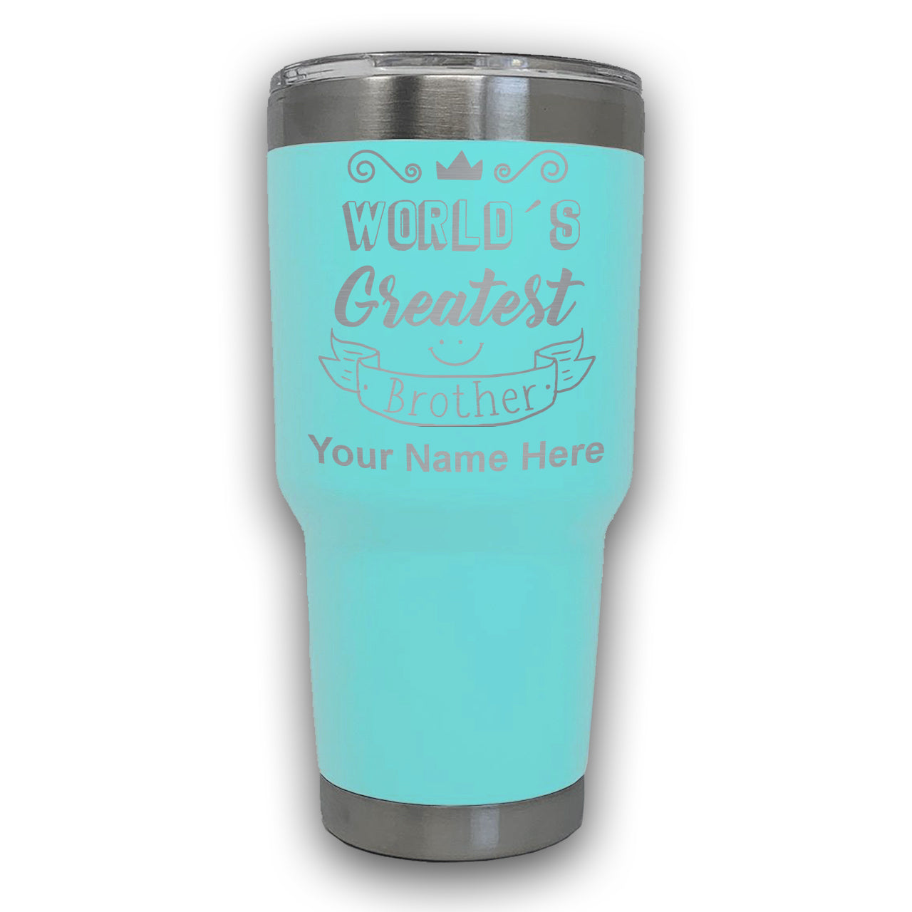 LaserGram 30oz Tumbler Mug, World's Greatest Brother, Personalized Engraving Included