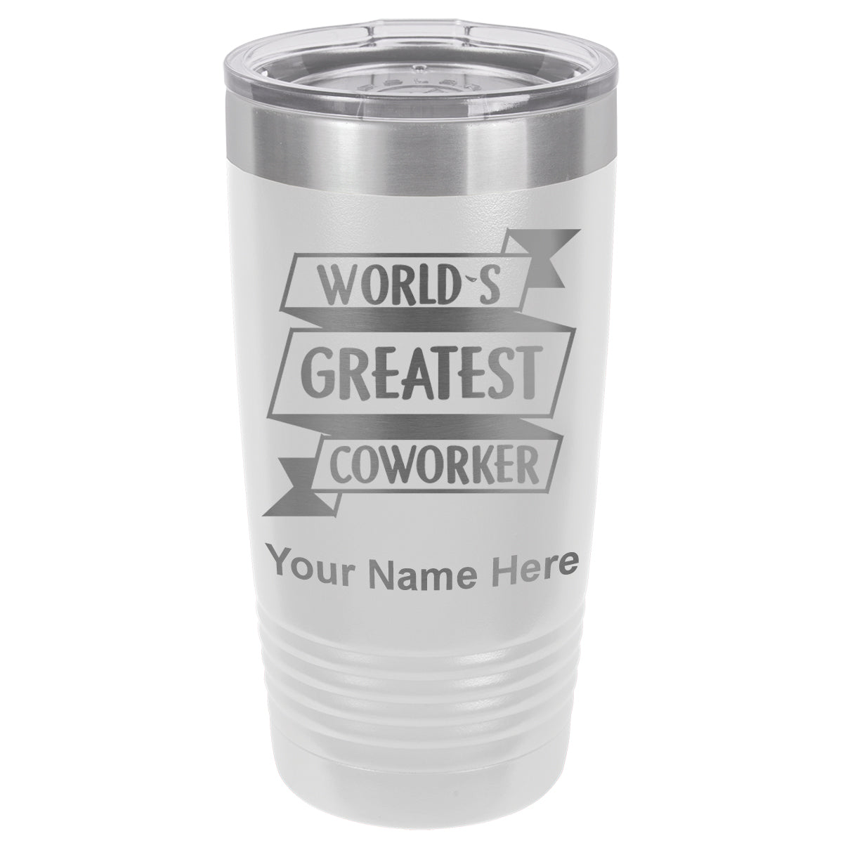 20oz Vacuum Insulated Tumbler Mug, World's Greatest Coworker, Personalized Engraving Included